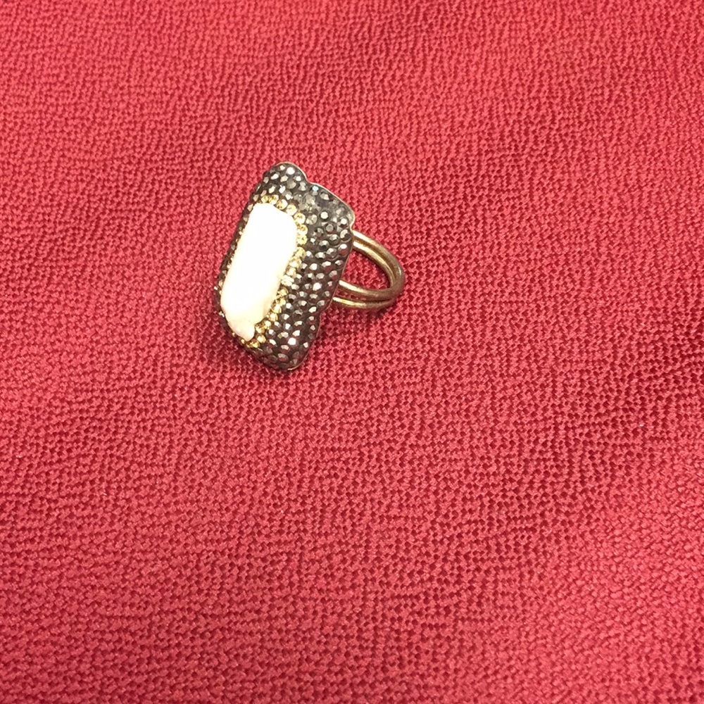 Adjustable mother of pearl ring